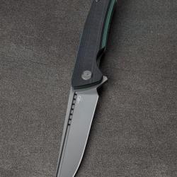 Couteau Bestech Slyther Black/Green Manche G-10 Lame Acier 14C28N IKBS Linerlock Clip BTKG51D