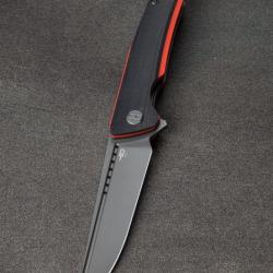 Couteau Bestech Slyther Black/Red Manche G-10 Lame Acier 14C28N IKBS Linerlock Clip BTKG51C