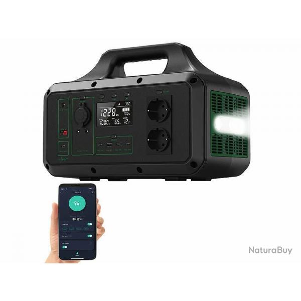 Batterie nomade et convertisseur solaire connect 1228 Wh HSG-980 Reserve de courant 2 prises 230 V