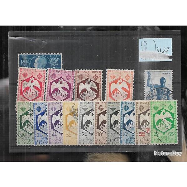 france libre afrique quatoriale franaise lot de 15 timbres