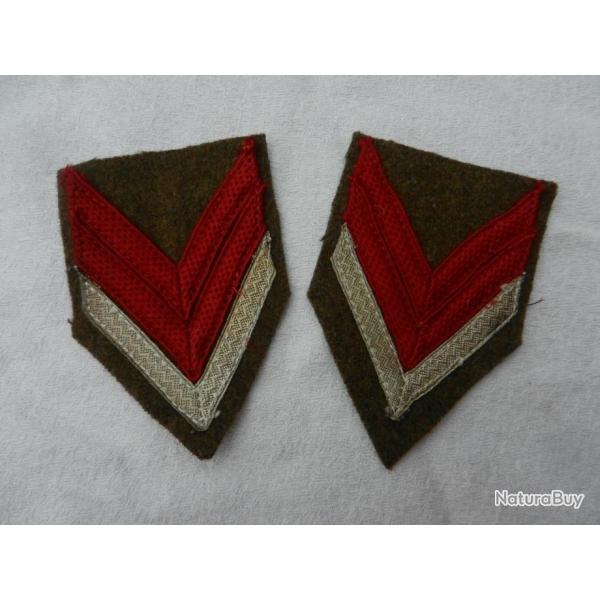 paire de galons tissu militaires franais caporal chef d'infanterie  WW2 2guerre