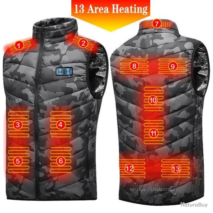 17 zones Gilet chauffant électrique veste chauffante veste homme