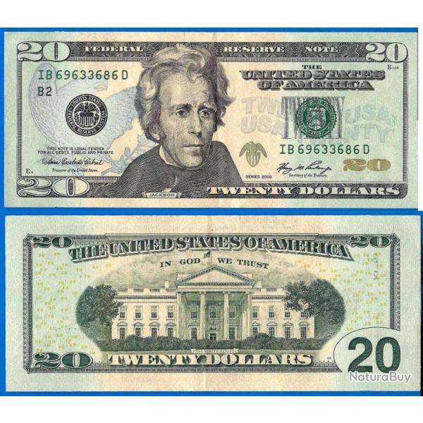Usa 20 Dollars 2006 Mint New York B2 Jackson Etats Unis Dollar Billet