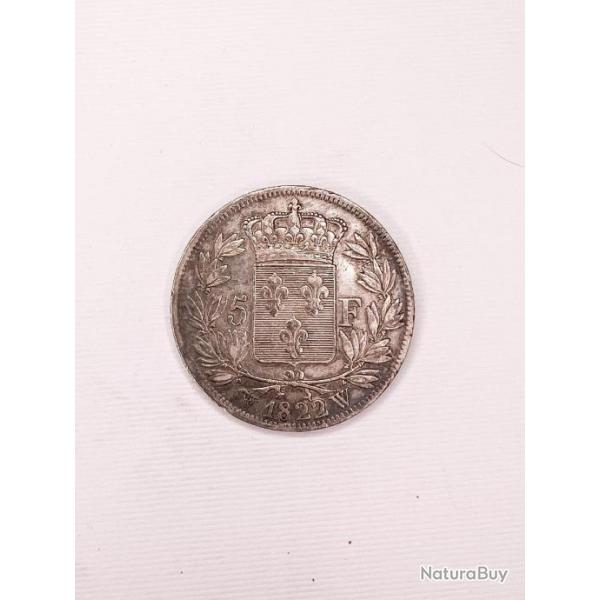 MONNAIE, FRANCE, LOUIS XVIII Louis XVIII - 5 Francs - 1822 - Lille - TTB+ - Arge