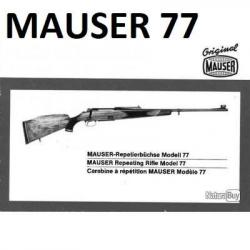 notice carabine MAUSER 77 en FRANCAIS (envoi par mail) - VENDU PAR JEPERCUTE (m1495)