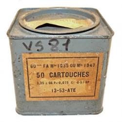 Boite vide en métal de 50 cartouches pour Obus de 60 mm de 1953