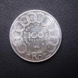 FRANCE = PIECE DE 100 FRANCS  EN ARGENT DE 1992