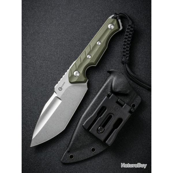 Couteau CIVIVI Maxwell Green Lame Acier D2 Green Tanto Manche G10 Etui Kydex CIVC210402