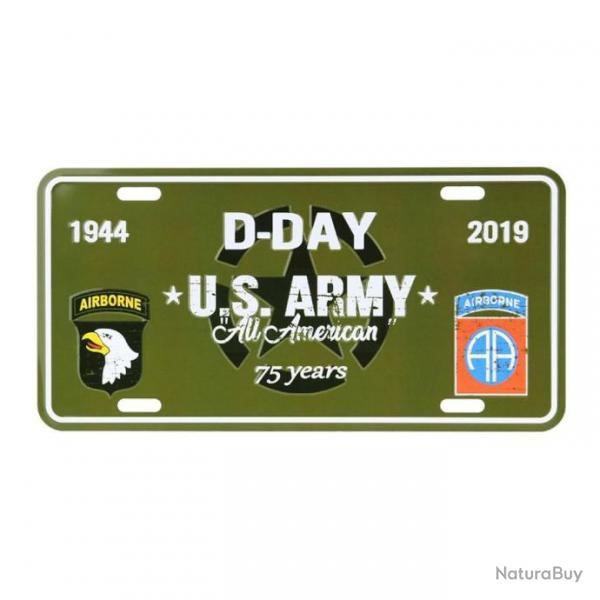 Plaque d'immatriculation en mtal D-Day U.S. Army