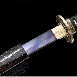 Authentique sabre japonais  Katana fonctionnel en Damas. Acier plié 1000 couche