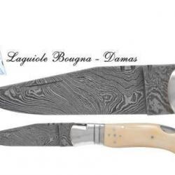 Magnifique couteau collection Laguiole Bougna manche corne os lame damas