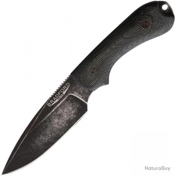 Couteau Bradford Guardian 3 3D Black Micarta Lame Acier AEB-L Etui Cuir Made USA BRAD3FE101NA