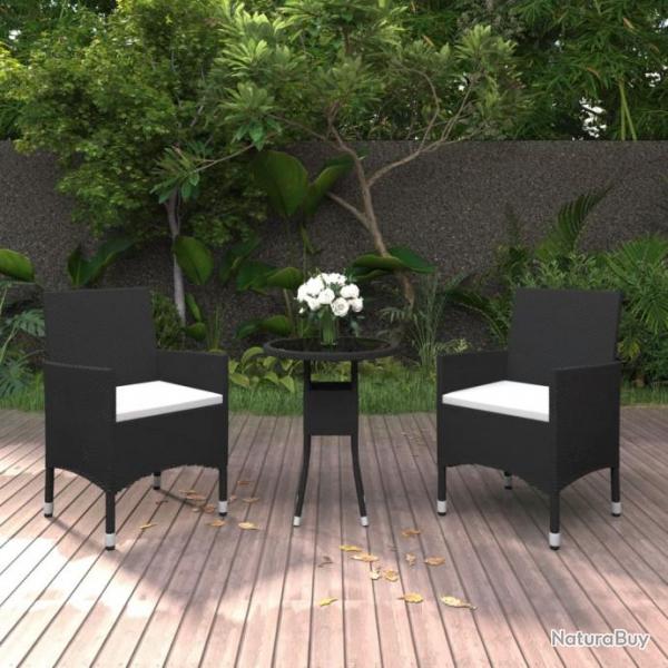 Mobilier  dner de jardin 3 pcs Rsine tresse Noir