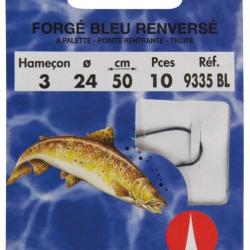 Hameçon monté truite forgé bleu renversé N°4 24/100