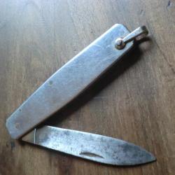 ancien couteau pliant  de poche manche metal chromé