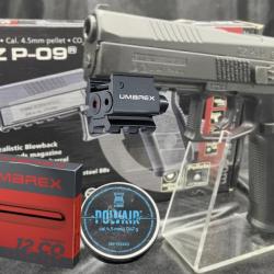 Pack laser prêt à tirer Pistolet CZ P-09 "Couleur Noir Métal" - Plombs ou BB'S - Blowback + Plombs +