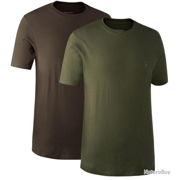 Lot de 2 tee shirts kaki et marron Deerhunter