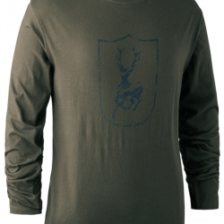 Tee shirt à manches longues Logo Cerf Kaki Deerhunter
