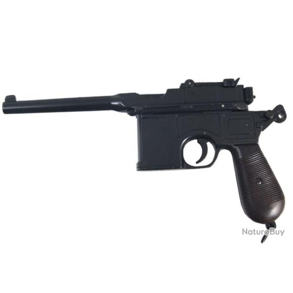 Pistolet Mauser C96 plaquettes bois DENIX FACTICE WW1 WW2 Allemagne Wehrmacht