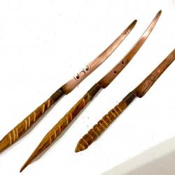 3 Anciens Couteaux de Tribu Africaine à identifier Lame non Coupante en Cuivre Art Africain