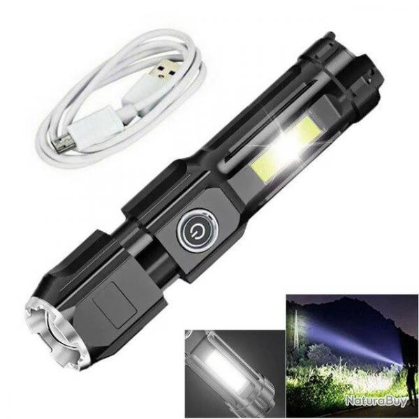 PROMO !! Lampe de Poche Ultra Puissante LED Rechargeable 800mAh Zoom Gant Camping Neuf