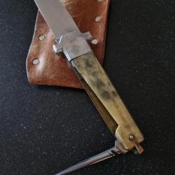Exceptionnel Couteau ancien de Berger MAKI Inox, avec Poinçon et étui cuir...
