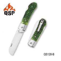 Couteau QSP Worker Green Lame Acier N690 Manche Os IKBS Lockback QS128B