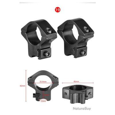 Colliers De Montage Konus – Acier – Haut Rail 11mm, Diamètre 25,4mm