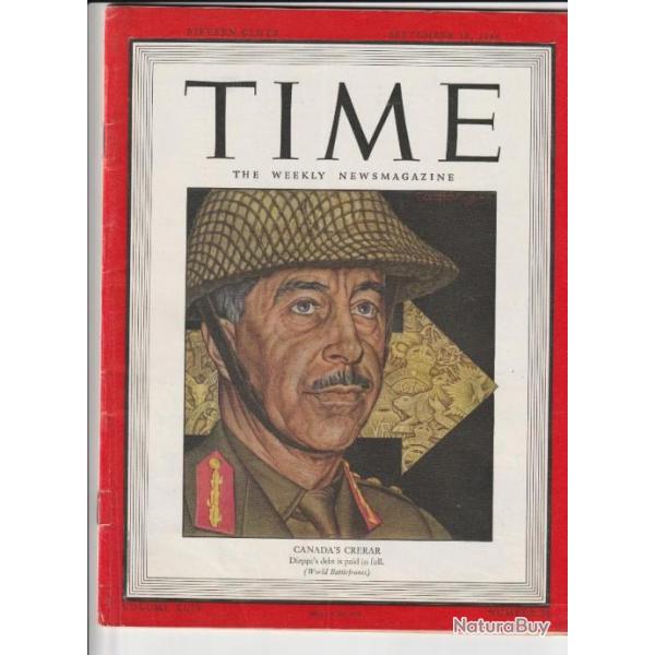 Canada's Crerar - Time Magazine - September 18 - 1944 - WWII issue - Vintage