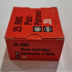 25 cartouches a blanc  RWS calibre 35 platz patronen