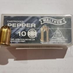 boite de 10 cartouches pepper  9MM marque walther  cartouche à poivre défense