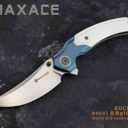Couteau Maxace Rock White Manche G10/Titane Lame Acier M390 IKBS Linerlock Clip MAXMRK03