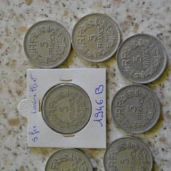 Lot de 7 pièces de 5 francs Lavrillier aluminuim