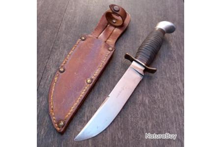 Ancien Couteau de Chasse SABATIER avec Étui en cuir - Couteaux droits et  fixes (10079082)