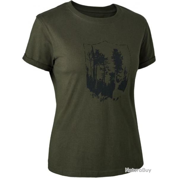T shirt pour femme motif fort Deerhunter Kaki