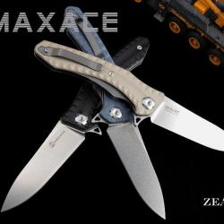 Couteau Maxace Zealot Tan Lame Acier Bohler K110 IKBS G10 Handle Linerlock Clip MAXMCZ203