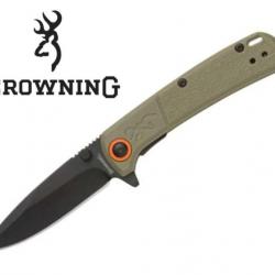 Couteau Browning Buckmark Green Lame Acier D2 Manche Polymer Clip IKBS Linerlock BR0513B