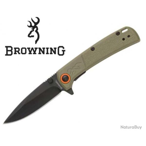 Couteau Browning Buckmark Green Lame Acier D2 Manche Polymer Clip IKBS Linerlock BR0513B