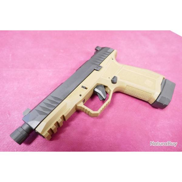 Pistolet AREX delta M canon filet, couleur tan et noir en 9x19 para