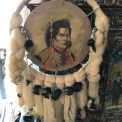 Vintage - mandala amérindien - peinture à la main - perles