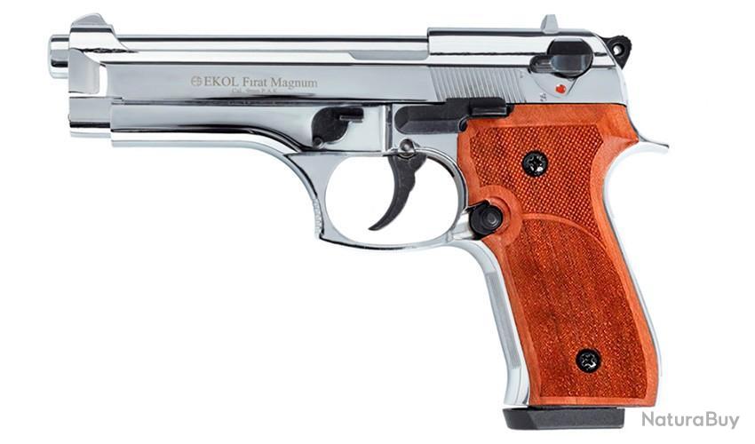 PISTOLET A BLANC EKOL FIRAT MAGNUM CHROME CROSSE BOIS 9MM PAK