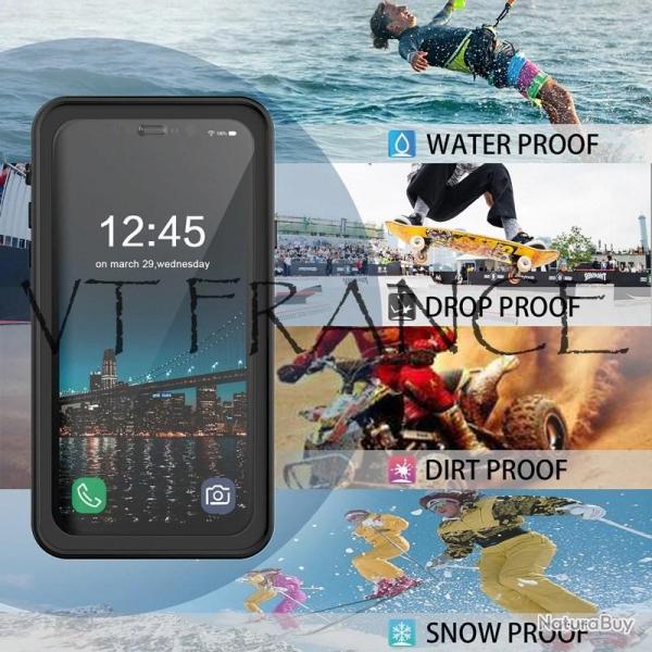 RedPepper Coque Etanche Anti Choc pour iPhone, Couleur: Noir, Smartphone: iPhone 14 Pro Max