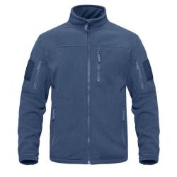 Veste Polaire De Chasse Col Montant Fermeture Eclair Zip Chaude Thermique Bleu Roi