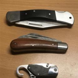 Jolie Lot de trois couteaux de poche original