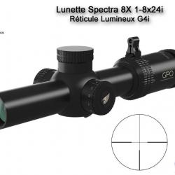 Lunette Chasse GPO SPECTRA 8X 1-8x24i  - Réticule Lumineux G4i par Fibre Optique