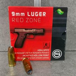 Cartouches GECO Calibre 9 mm Luger RED ZONE (JHP) 124 gr (Pistolet compact et subcompact)