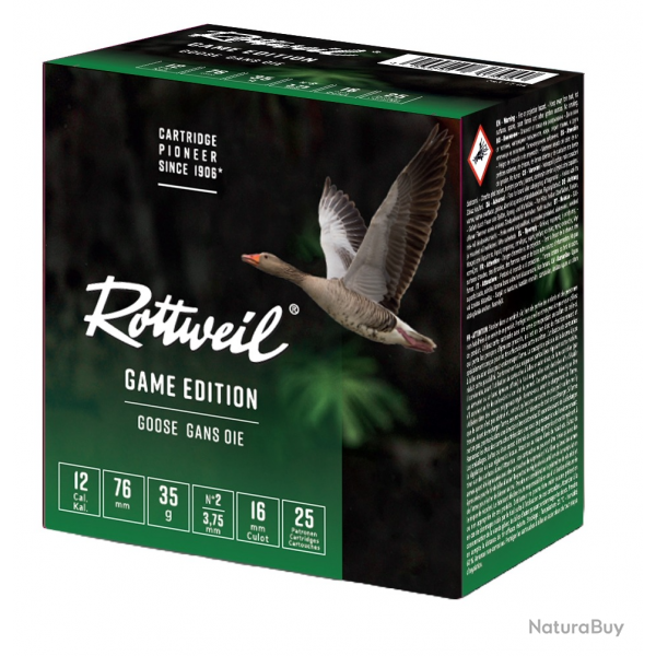 Cartouches Rottweil Game Edition Oie - Cal. 12/76 - 4 / 35 g / Par 1