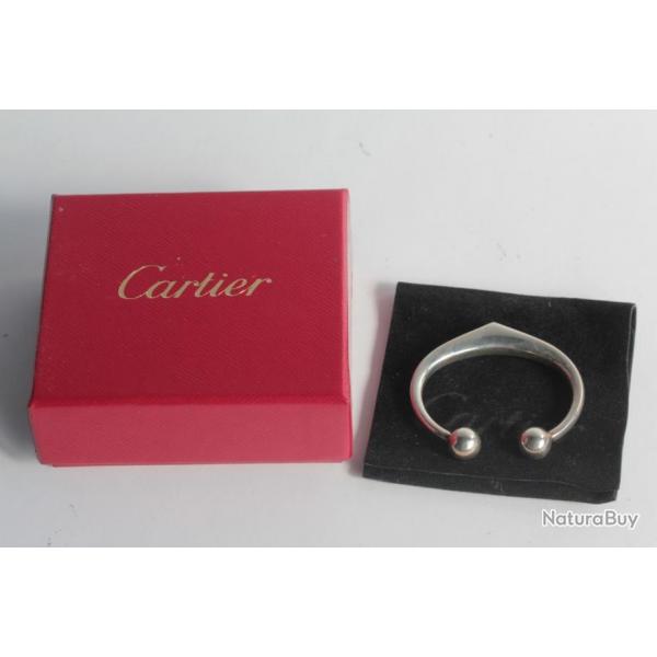 CARTIER Porte-clefs forme C argent