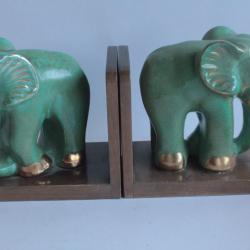Serre-livres Éléphants céramique Art déco