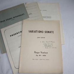 Partitions manuscrites paroles et chansons Roger Vuataz